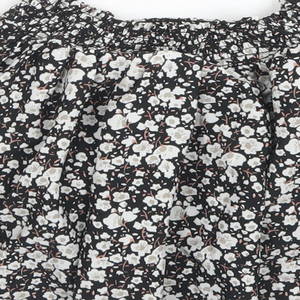 NEXT Girls Black Floral Polyester Flare Skirt Size 4 Years Regular