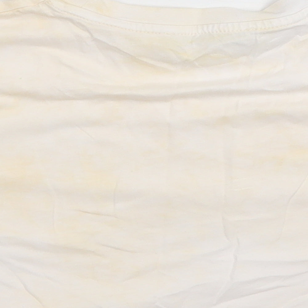 Nasty Gal Womens Yellow Cotton Cropped T-Shirt Size 8 Crew Neck