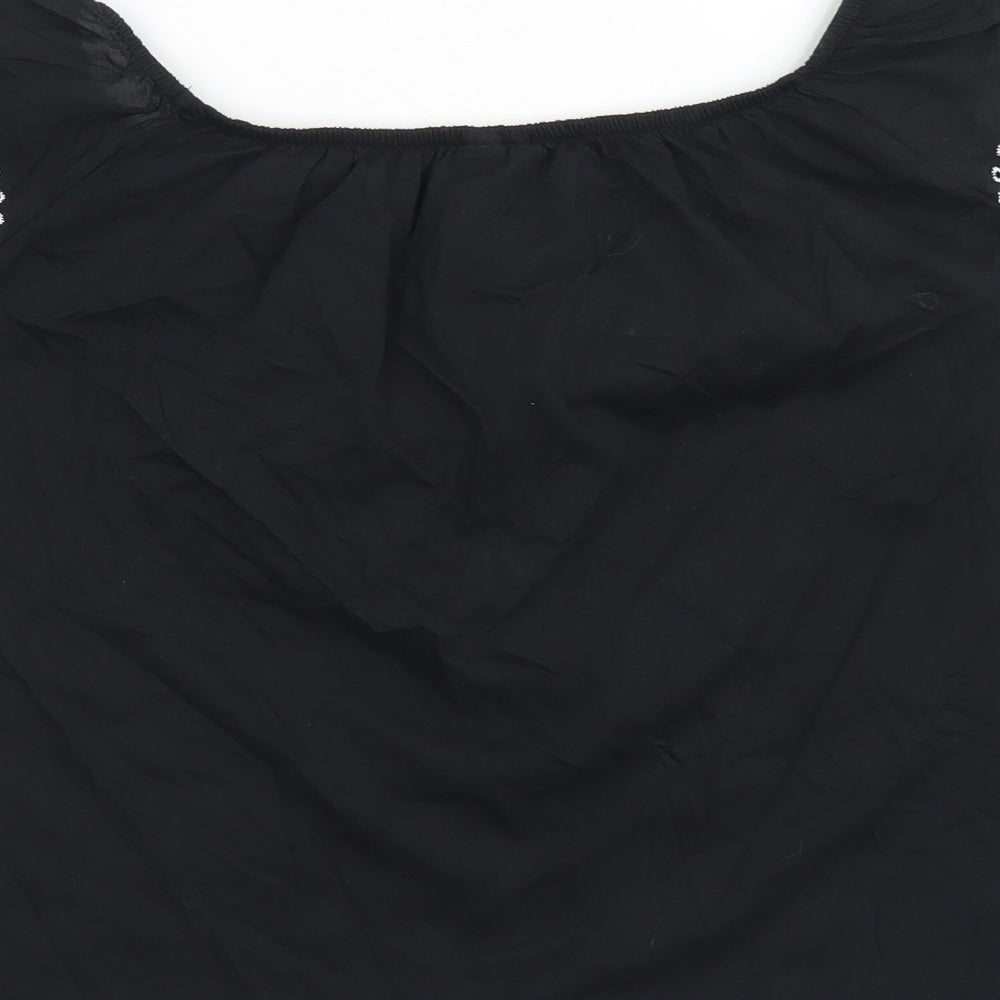 H&M Womens Black Cotton Basic T-Shirt Size XS Boat Neck