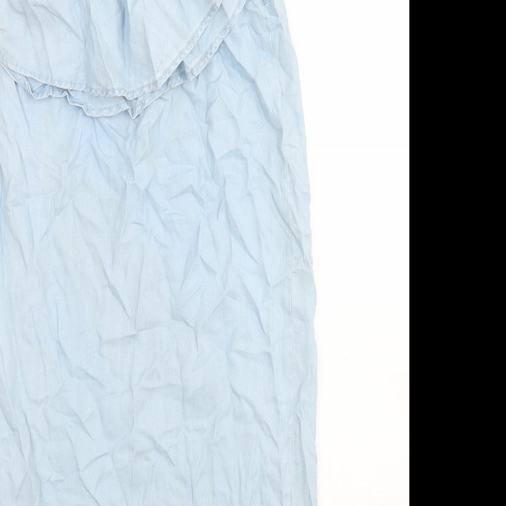 New Look Womens Blue Lyocell A-Line Size 4 One Shoulder