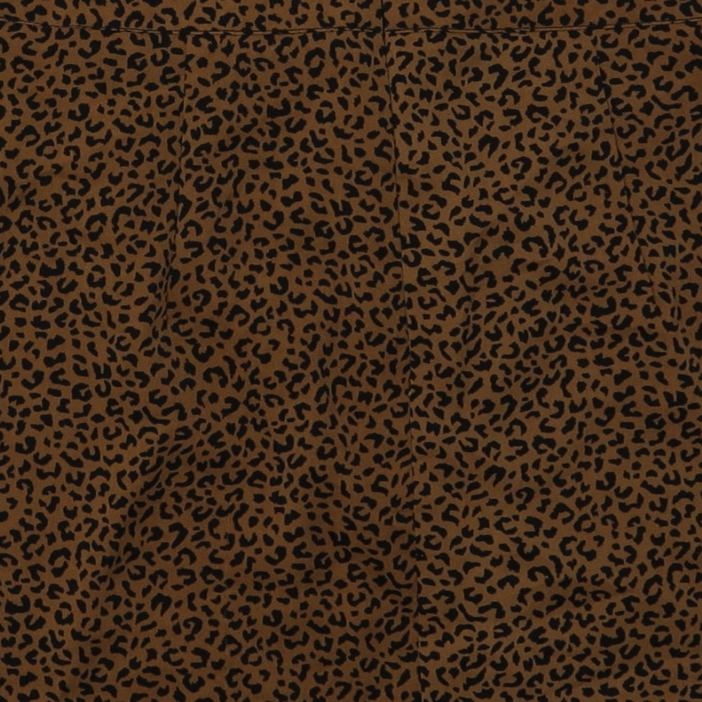 SheIn Womens Brown Animal Print Polyester A-Line Skirt Size S Zip