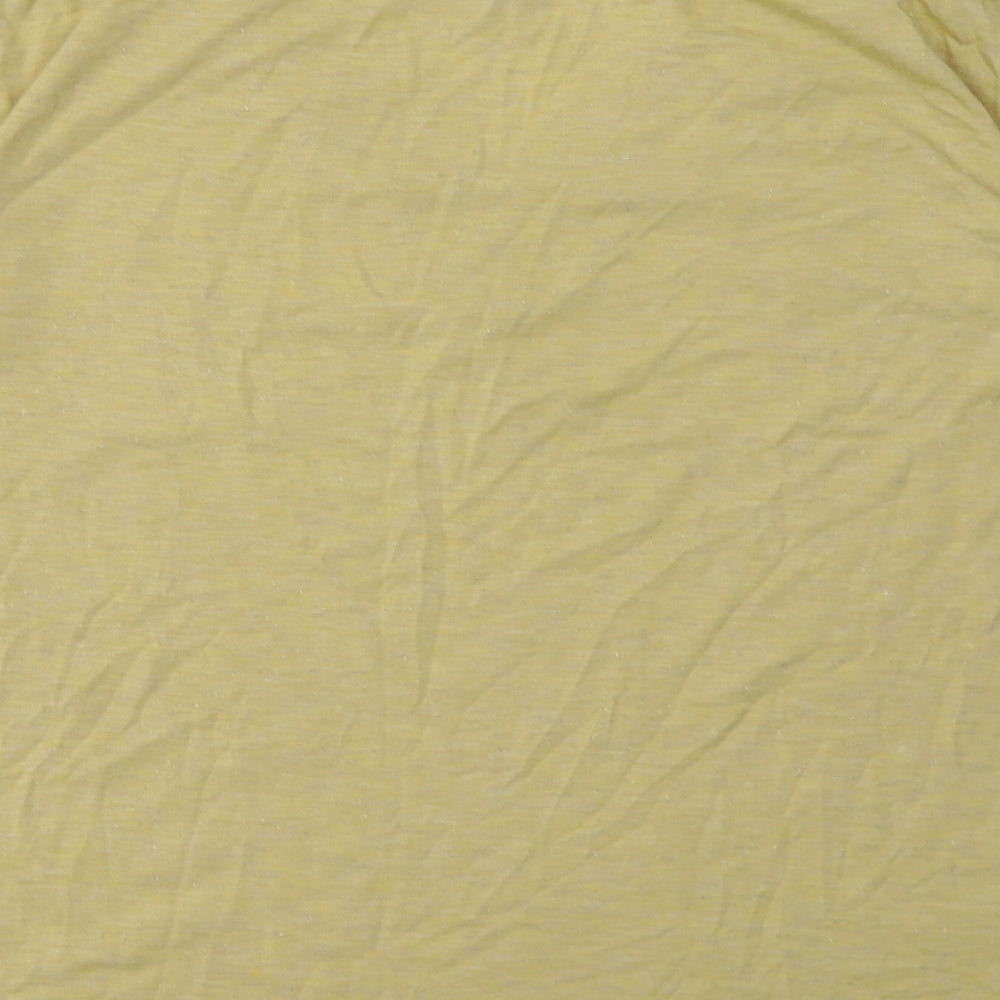 ICHI Womens Yellow Polyester Basic T-Shirt Size S V-Neck