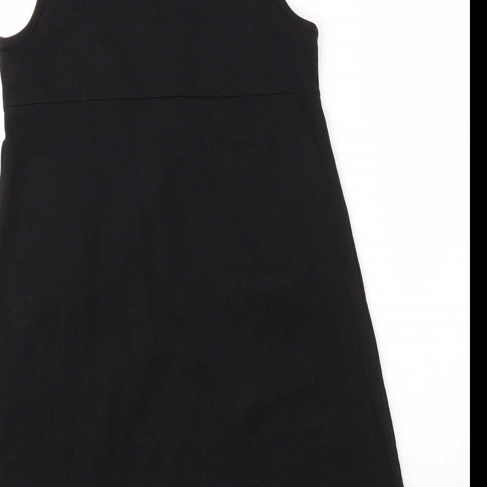 Lily & Dan Girls Black Viscose Pinafore/Dungaree Dress Size 8 Years Round Neck - School