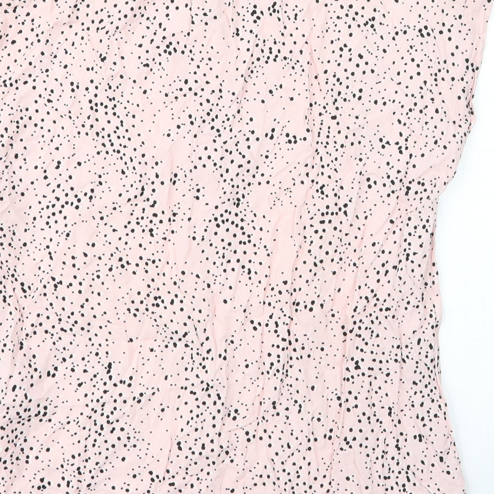 Peacocks Womens Pink Animal Print Viscose Basic Blouse Size 8 V-Neck - Leopard print
