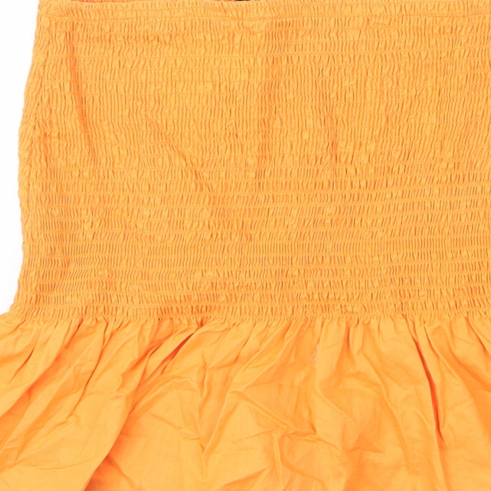 H&M Womens Orange Cotton Basic Blouse Size XS Off the Shoulder