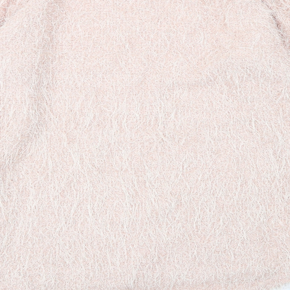 Ravi Famous Womens Pink Round Neck Acrylic Pullover Jumper Size L