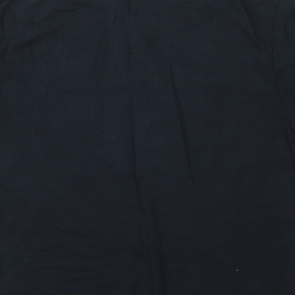 Brooklyn Mens Black Cotton T-Shirt Size M Round Neck
