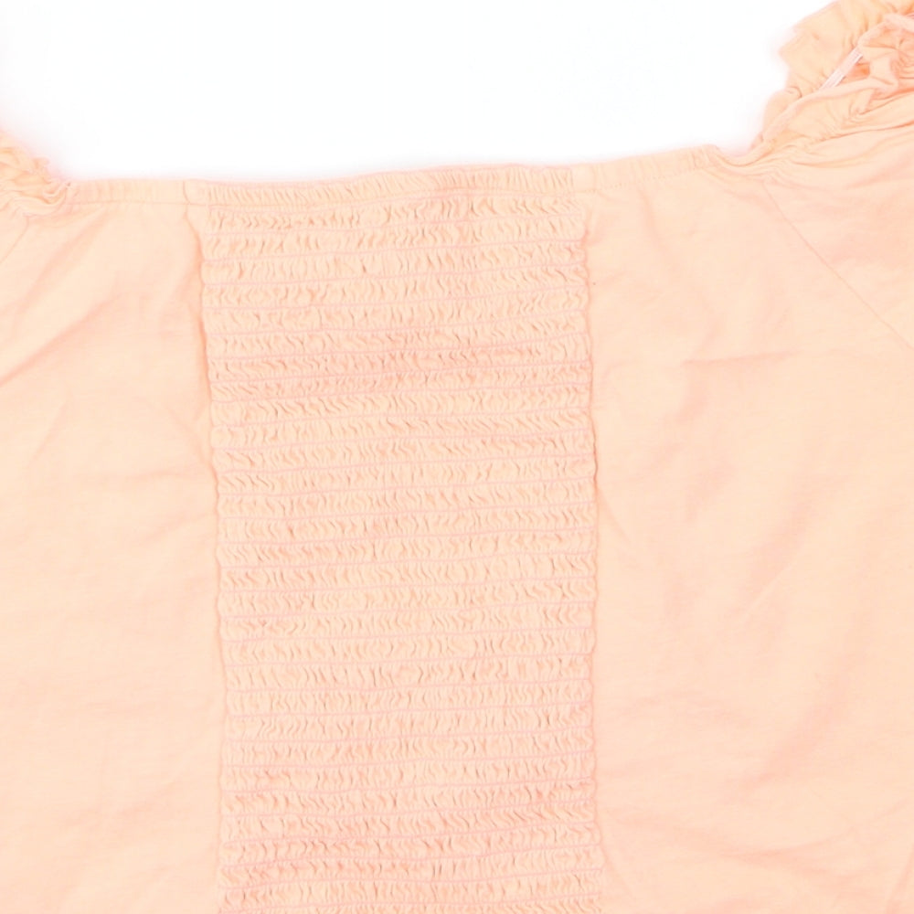 George Girls Orange Cotton Cropped Blouse Size 14 Years Boat Neck