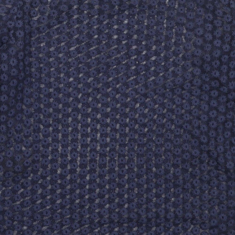 Topshop Womens Blue Polyester Basic Blouse Size 8 Round Neck