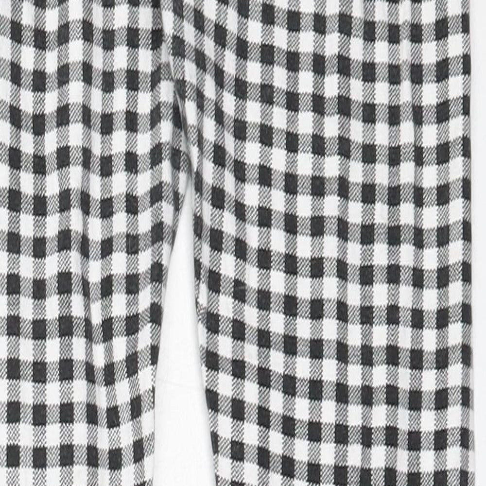 Preworn Girls Black Check Polyester Capri Trousers Size 11 Years Regular