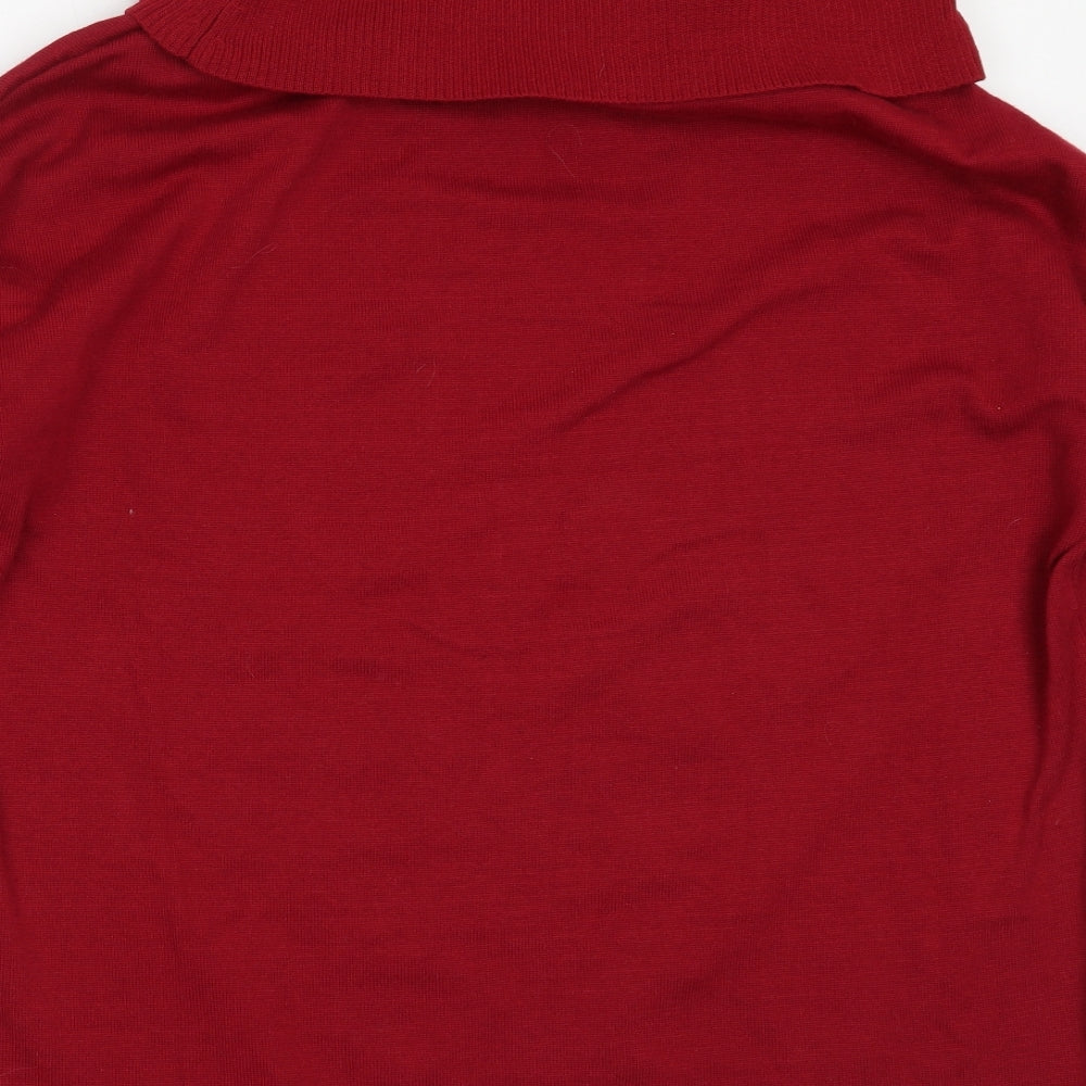 Preworn Womens Red Roll Neck Polyester Pullover Jumper Size L