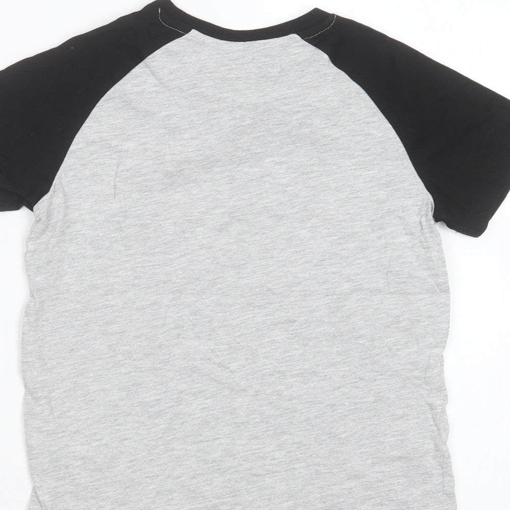 Matalan Boys Grey Cotton Basic T-Shirt Size 8 Years Round Neck