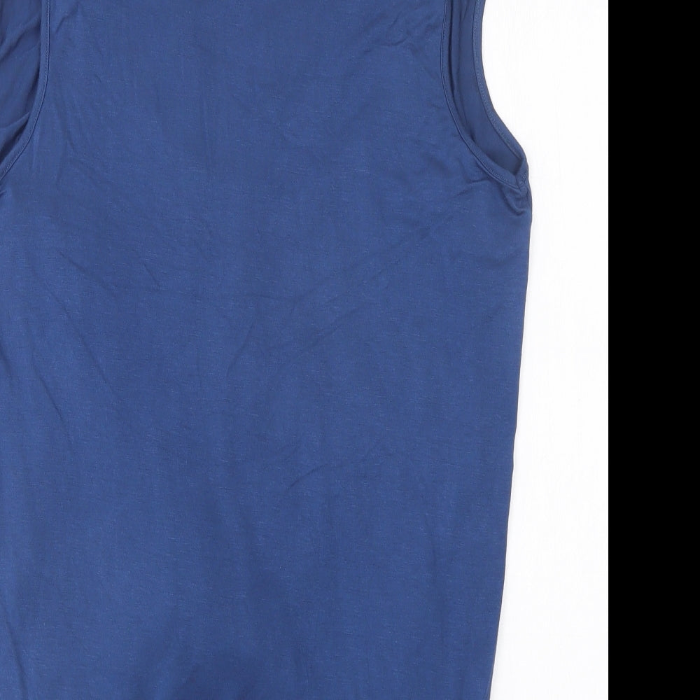Cha Cha Vente Womens Blue Viscose Basic Blouse Size L Scoop Neck