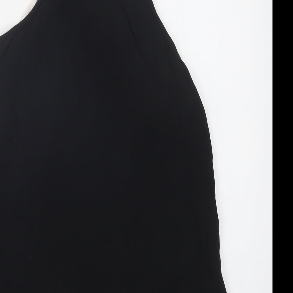 New Look Womens Black Colourblock Viscose Camisole Blouse Size 8 Square Neck