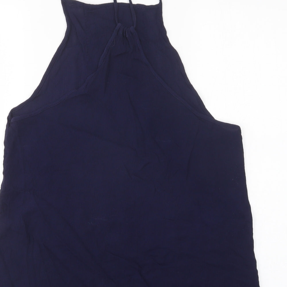 Papaya Womens Blue Viscose Basic Tank Size M Square Neck