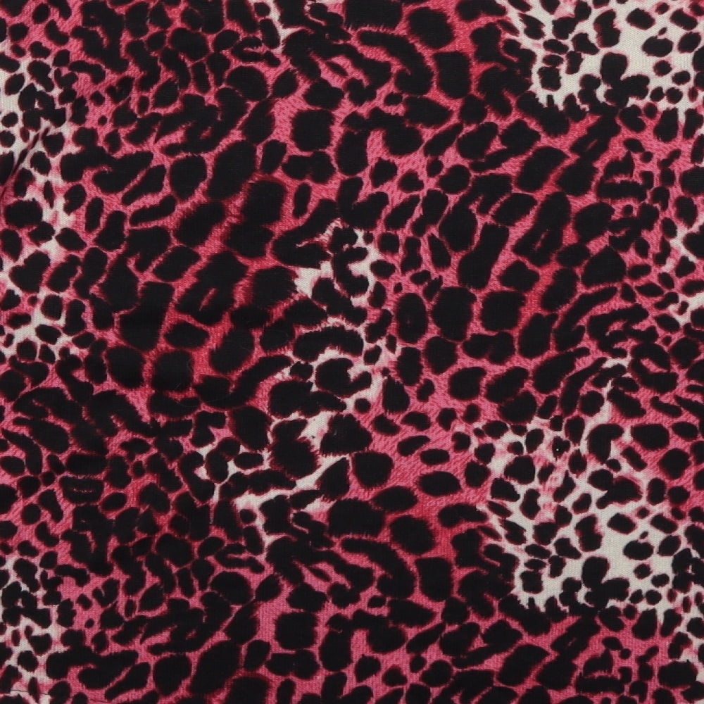 Stella Womens Pink Round Neck Animal Print Polyester Pullover Jumper Size 14