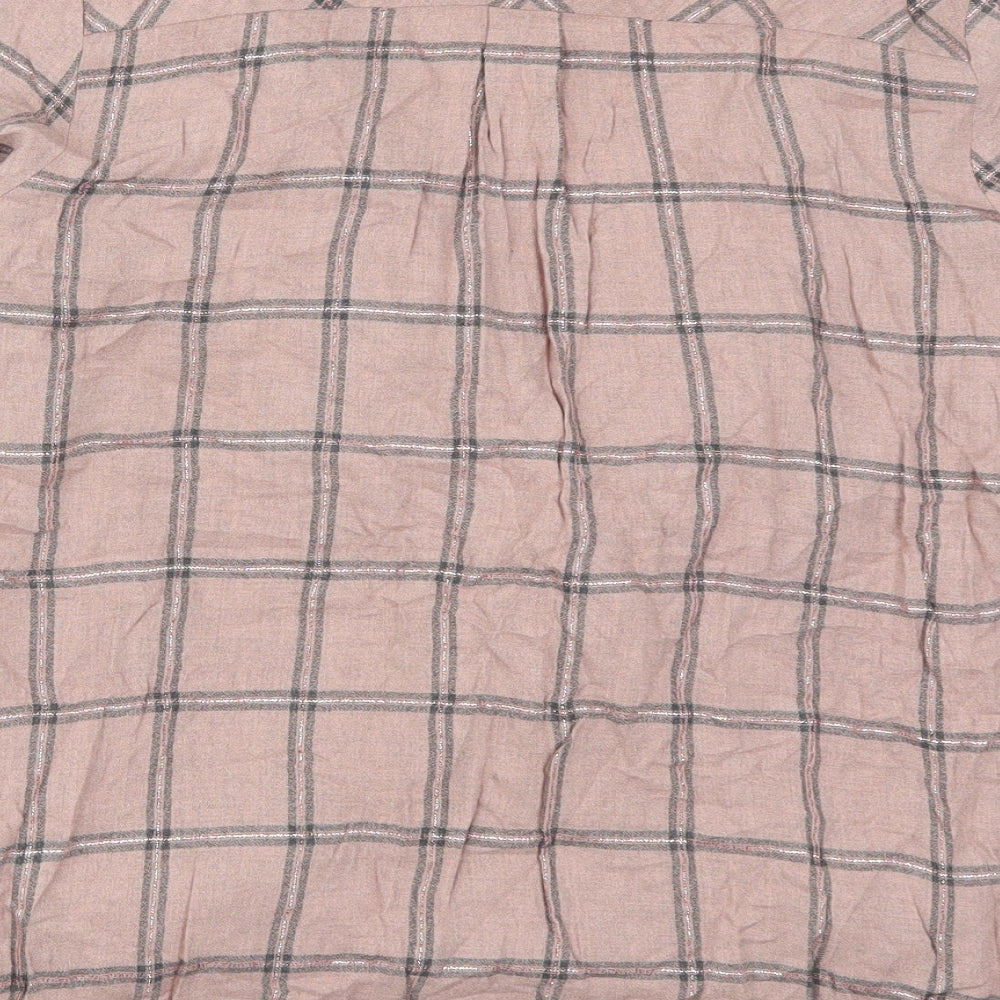 NEXT Womens Pink Check Viscose Basic Blouse Size 12 Collared
