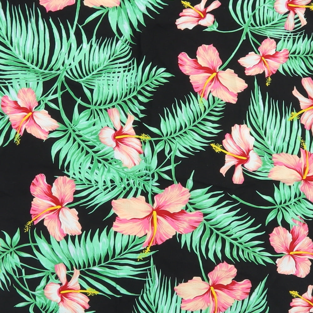 Atmosphere Womens Black Floral Viscose Basic Blouse Size 8 Round Neck