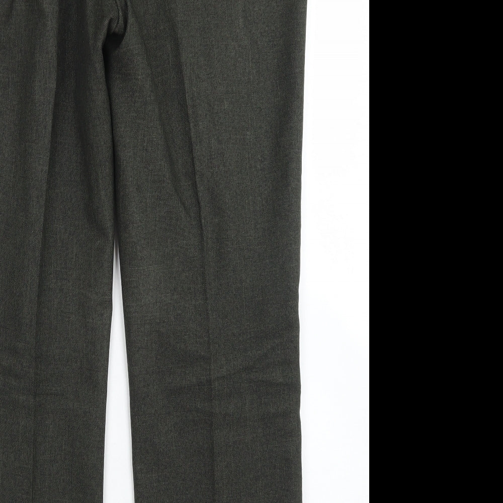 Marks & Spencer Classic Womens Green Polyester Dress Pants Trousers Size 14 L26 in Regular Button