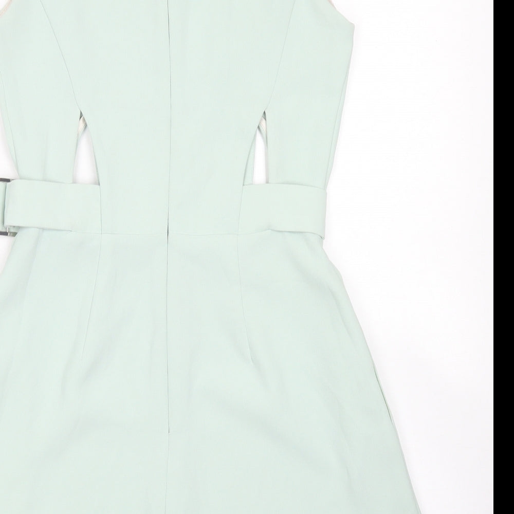 Topshop Womens Blue Polyester Playsuit One-Piece Size 4 Zip - cut outs