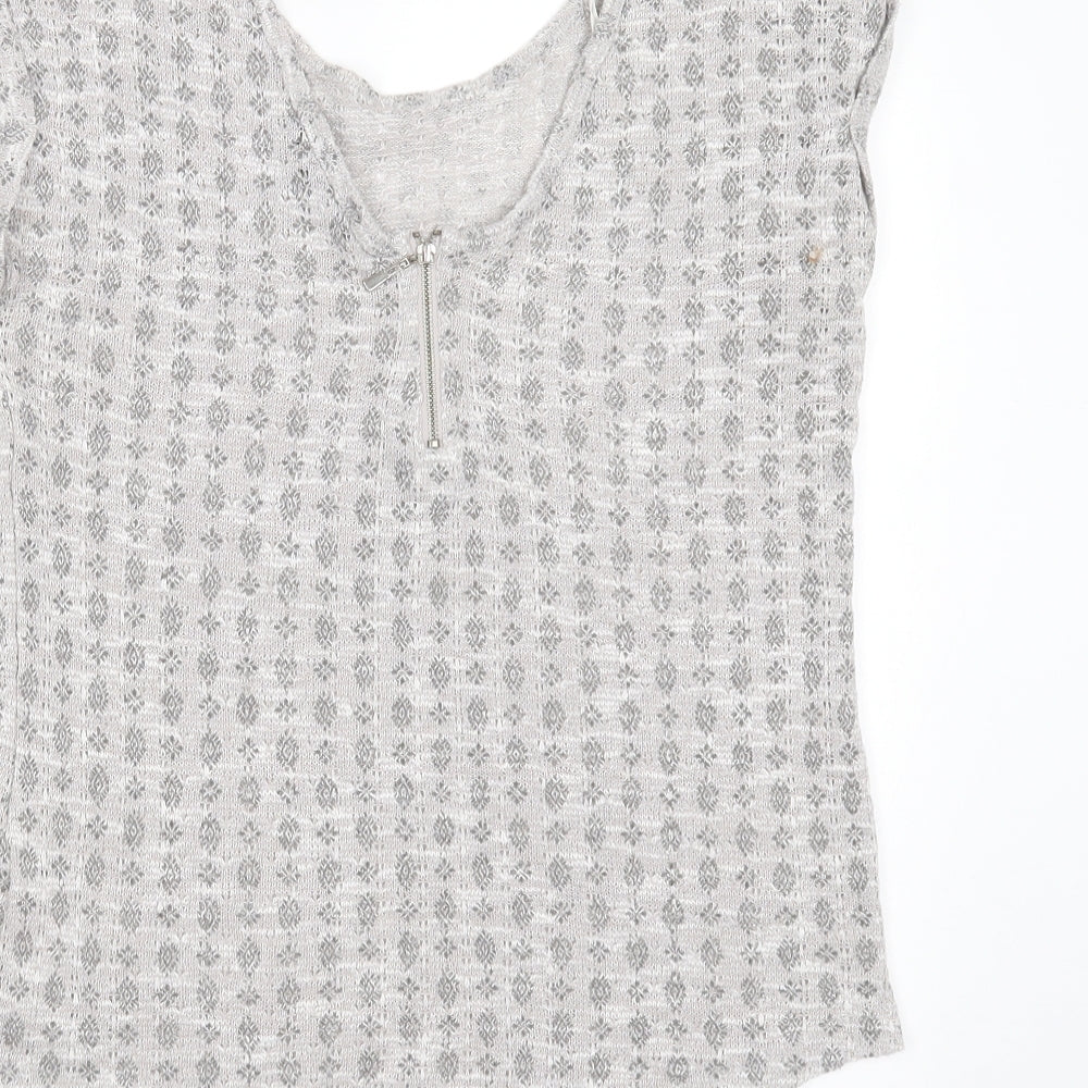 New Look Womens Grey Round Neck Geometric Polyester Pullover Jumper Size 8