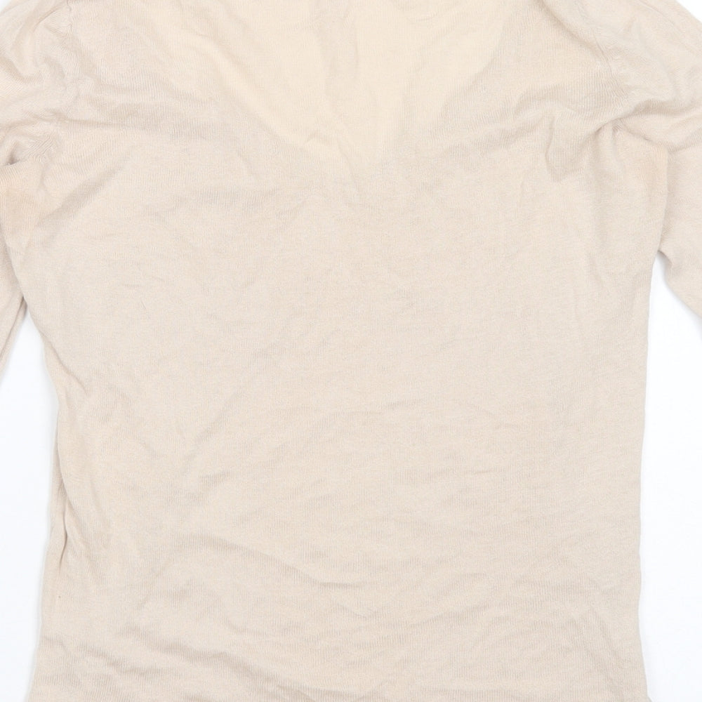 Gap Womens Beige V-Neck Cotton Pullover Jumper Size S