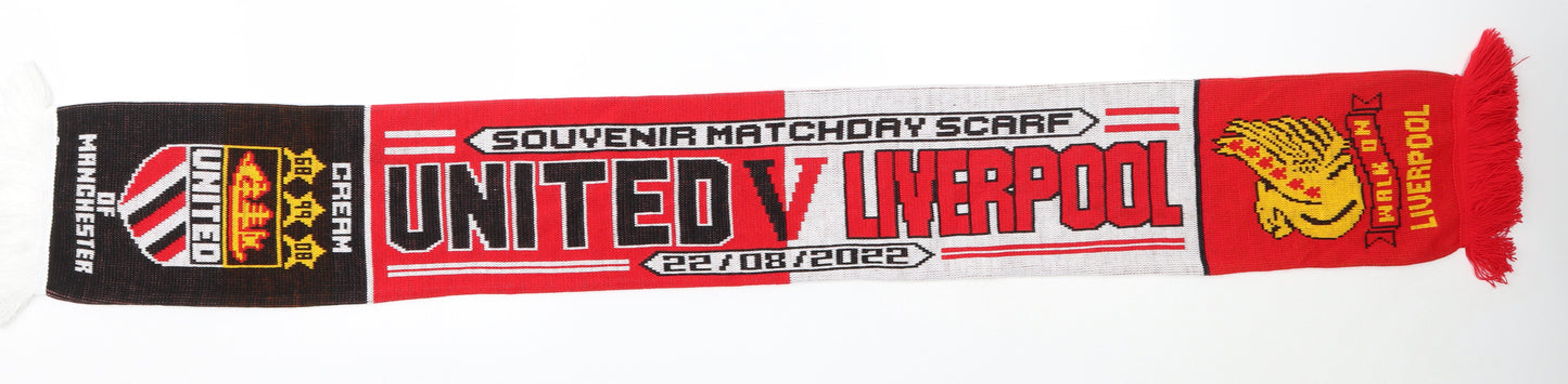 Preworn Mens Red Acrylic Scarf One Size - liverpool manchester united