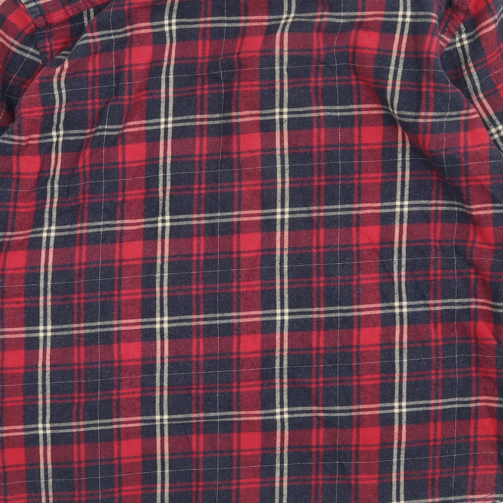 Burton Mens Red Check Cotton Button-Up Size S Collared Button