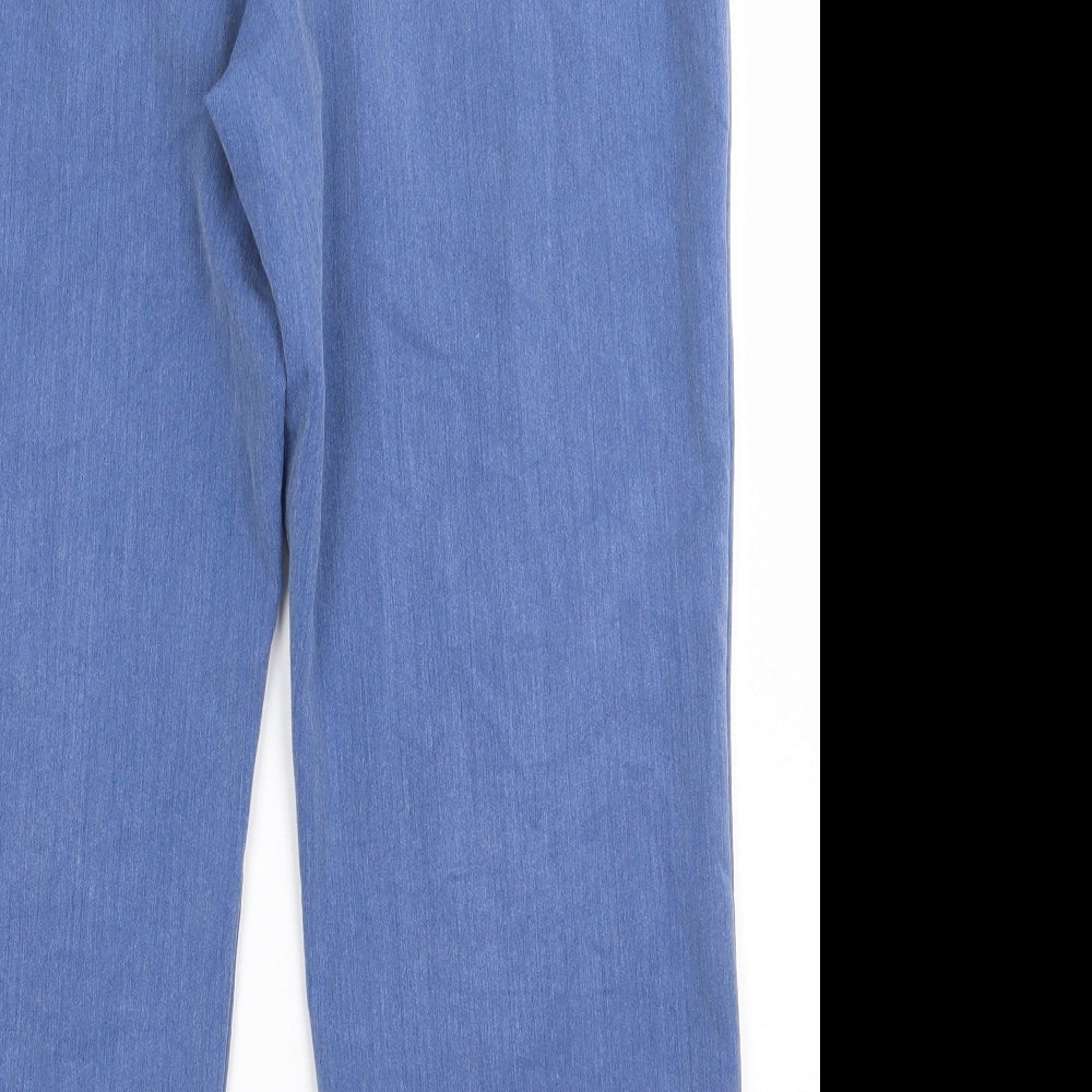 emma Womens Blue Polyester Trousers Size 12 L28 in Regular