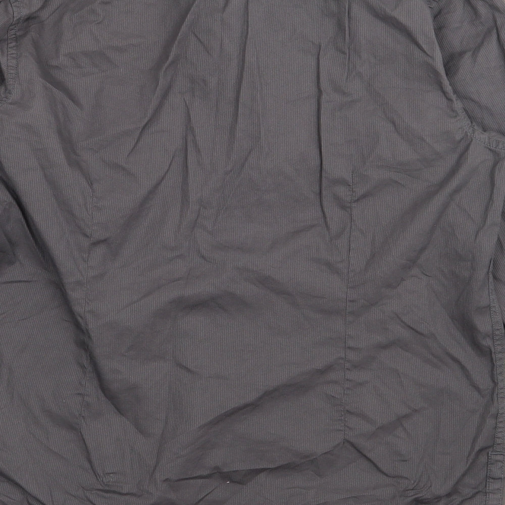 Burton Mens Grey Cotton Button-Up Size S Crew Neck Button