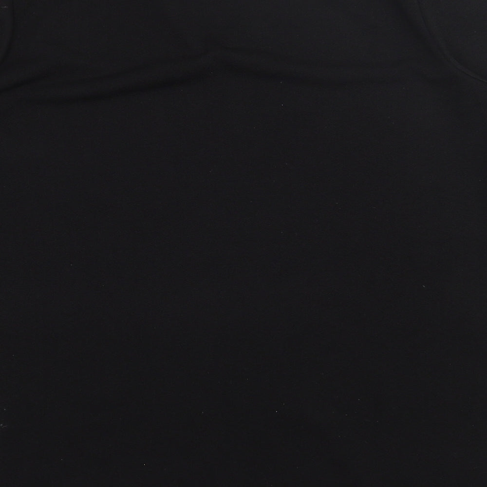 Preworn Womens Black Polyester Basic Blouse Size 12 V-Neck