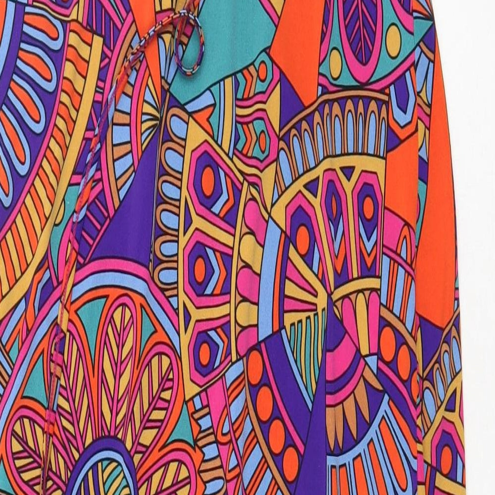 sel3ct Womens Multicoloured Geometric Polyester A-Line Size 12 Off the Shoulder Pullover
