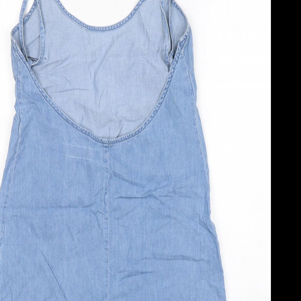ASOS Womens Blue Cotton Basic Tank Size 8 Round Neck
