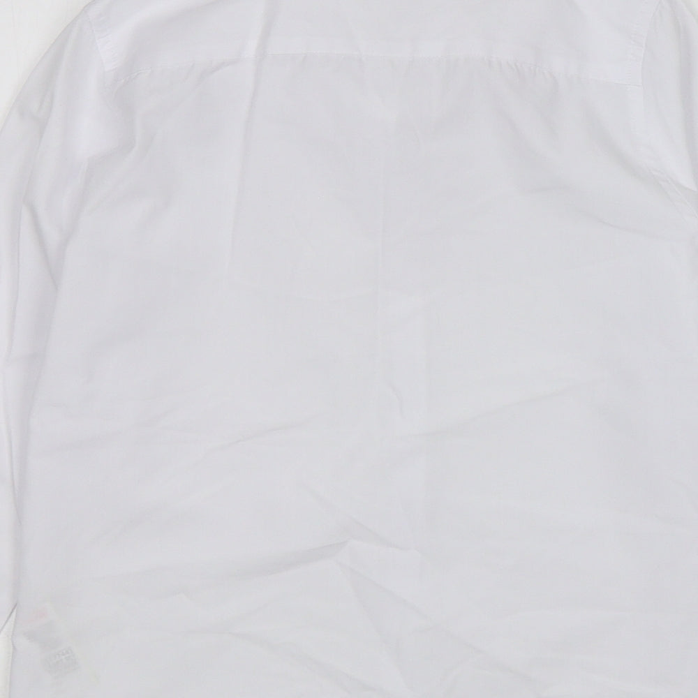 Marks & Spencer Girls White Cotton Basic Button-Up Size 9-10 Years Collared