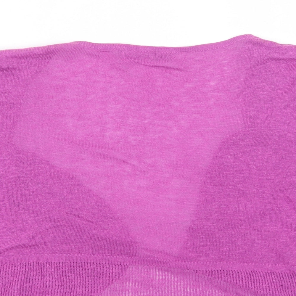 M&S Womens Purple Collared Linen Shrug Jumper Size 18