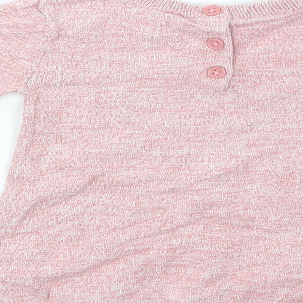 TU Baby Pink Striped Cotton Pullover Jumper Size 3-6 Months Button