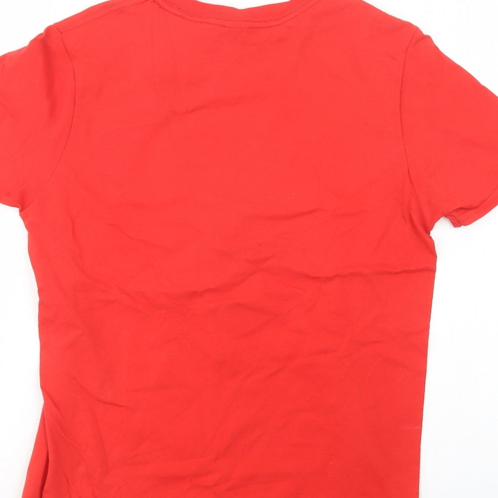 Gildan Womens Red Cotton Basic Polo Size S Crew Neck