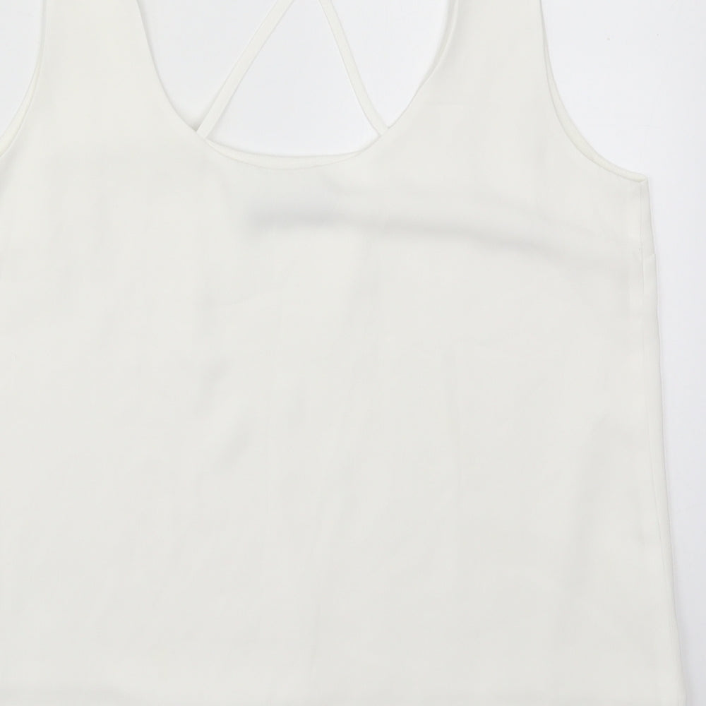 Oasis Womens White Polyester Basic Tank Size 12 Scoop Neck