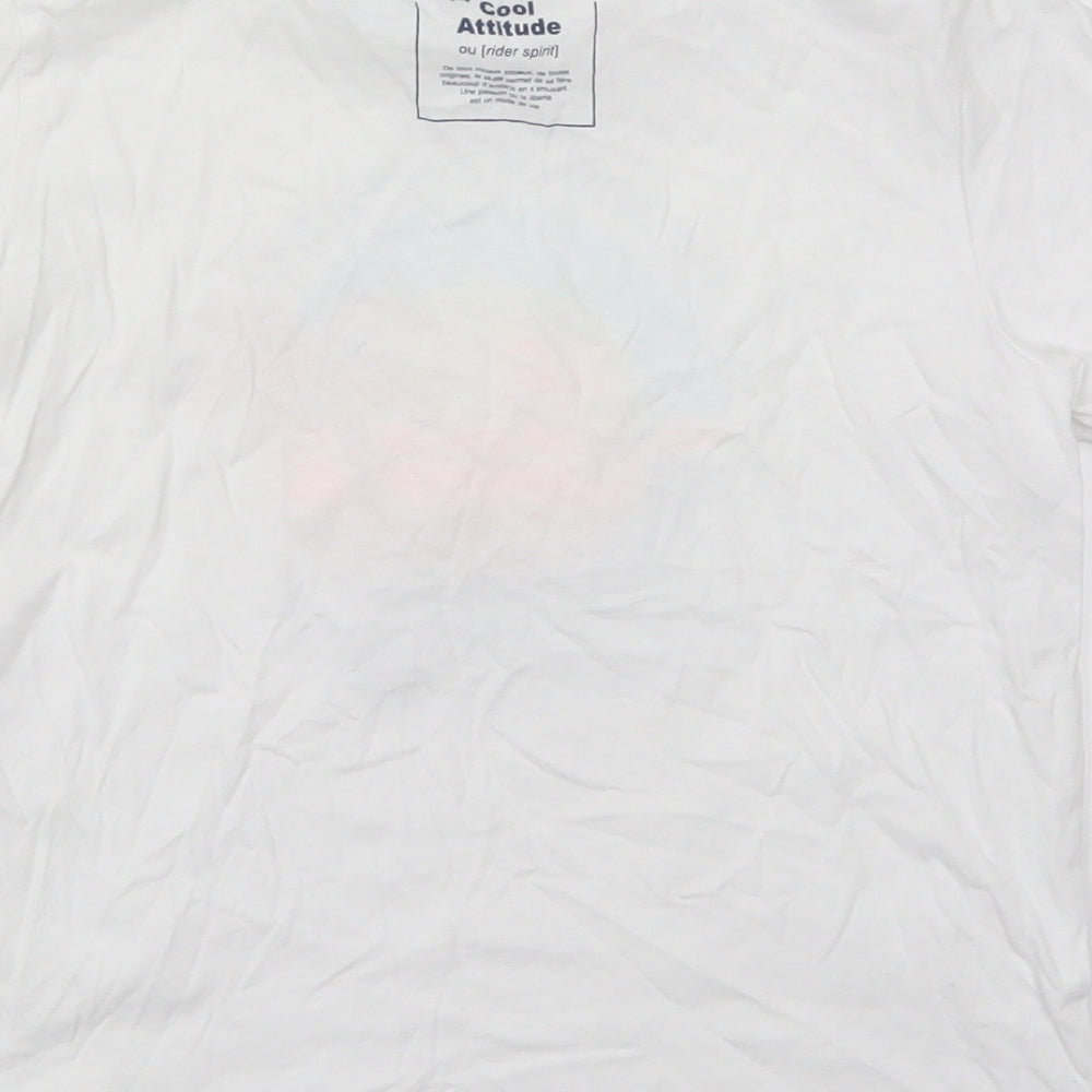 Okaidi Boys White Cotton Basic T-Shirt Size 8 Years Crew Neck Pullover - Skater Spot