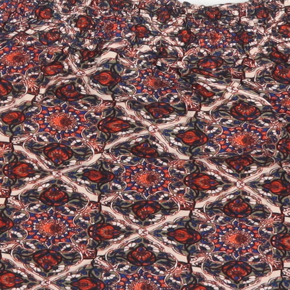 Topshop Womens Red Floral Viscose Cropped Blouse Size 6 Off the Shoulder