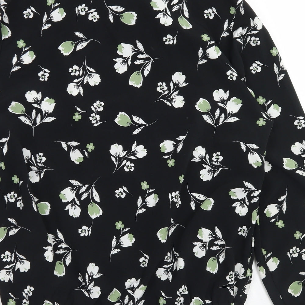 V by Very Womens Black Floral Jacket Size 12 Zip