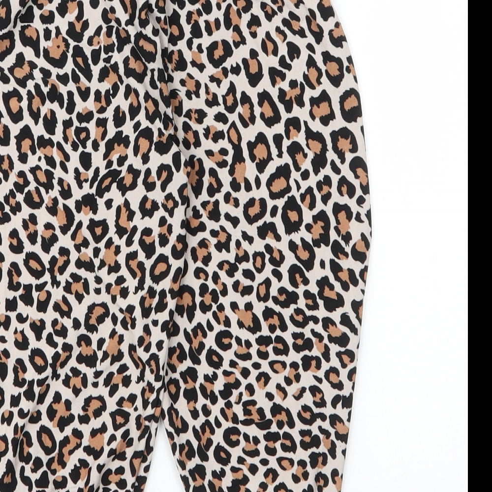 Preworn Girls Beige Animal Print Polyester Bloomer Trousers Size 3 Years Regular - Leopard print