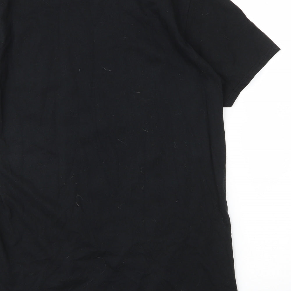 Gildan Mens Black Cotton T-Shirt Size M Round Neck
