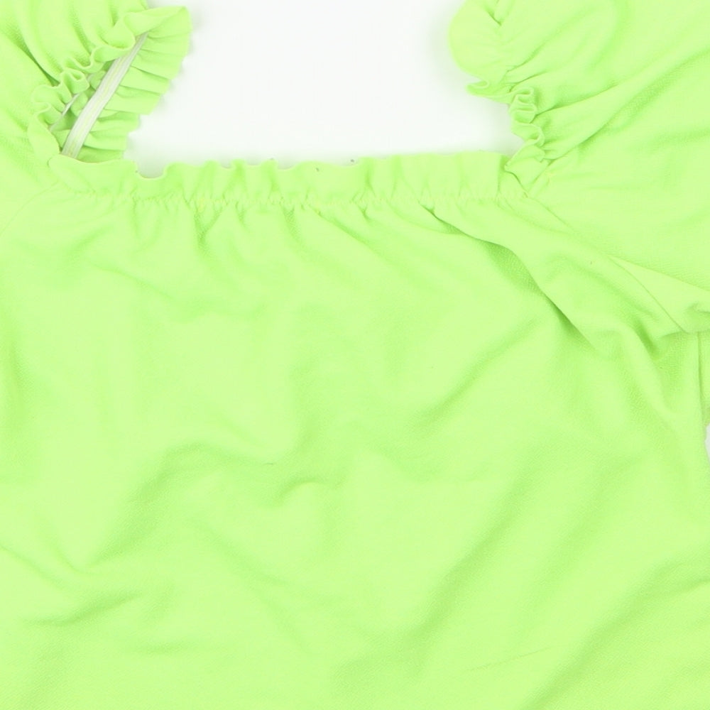 In the Style Womens Green Polyester Basic Blouse Size 8 Square Neck
