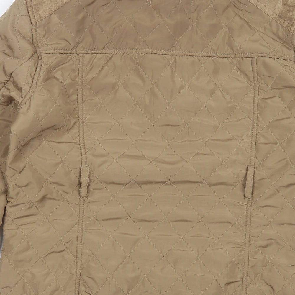 Papaya Womens Beige Quilted Jacket Size 14 Zip