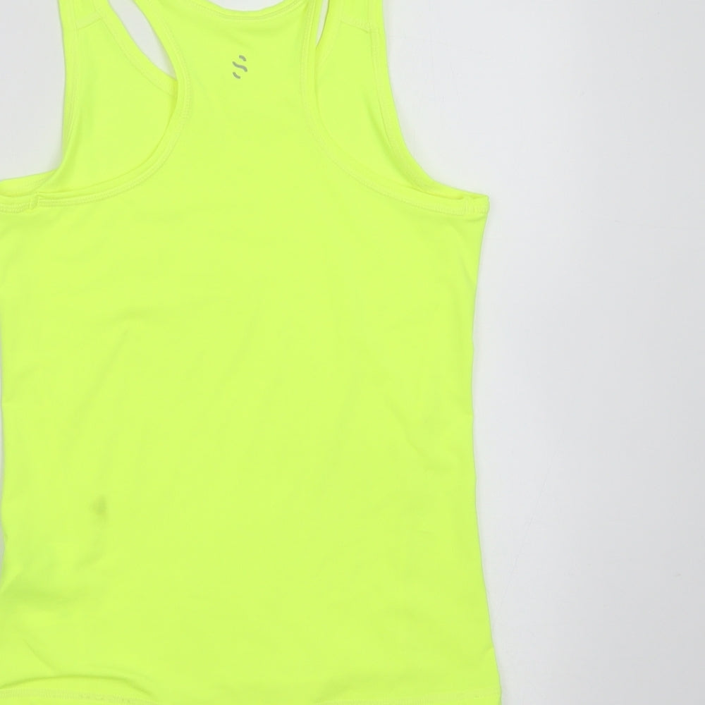 H&M Girls Yellow Polyester Basic Tank Size 8-9 Years Round Neck - active wear