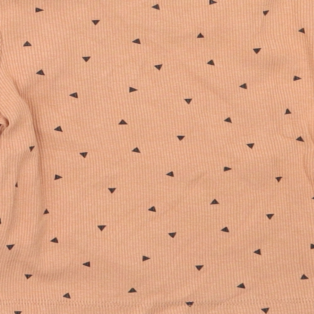 Primark Girls Beige Cotton Basic T-Shirt Size 6-9 Months Round Neck