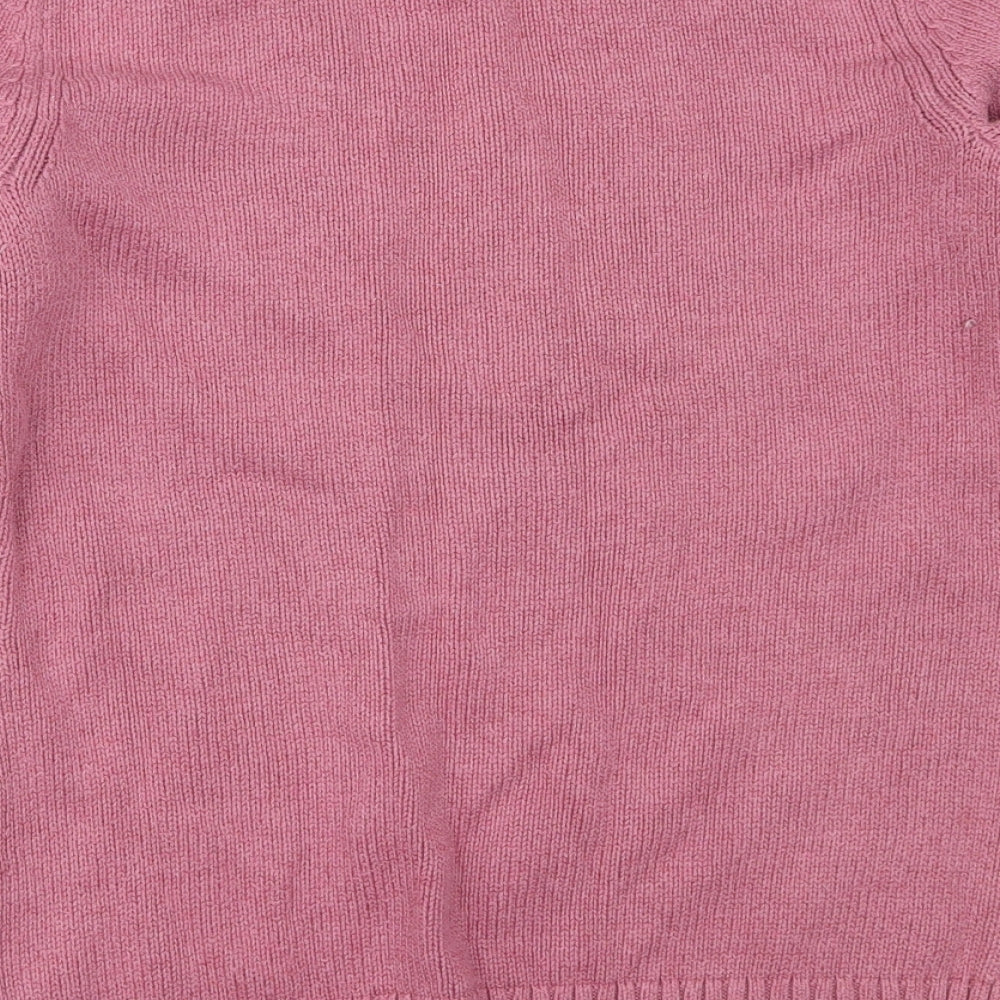 Kenar Womens Pink V-Neck Cotton Pullover Jumper Size L