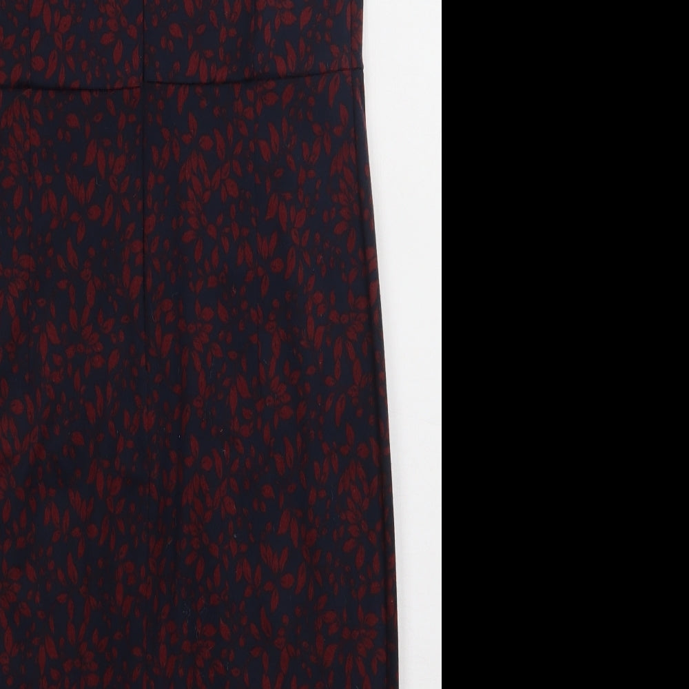 sainsburys Womens Red Geometric Polyester Bodycon Size 12 V-Neck Pullover
