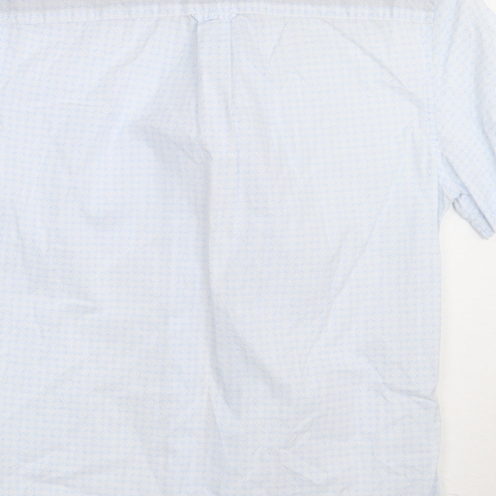 NEXT Mens Blue Geometric Cotton Button-Up Size S Collared Button